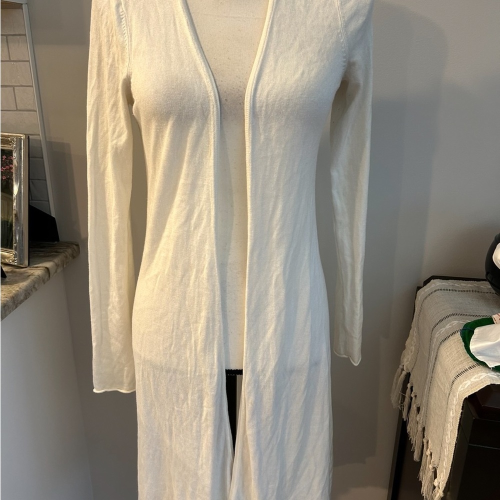 Express Cream Open-Front Long Cardigan Sz Small